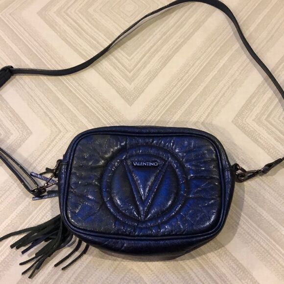 Mario Valentino Blue Small Tassel Shoulder Bag - Picture 1 of 7